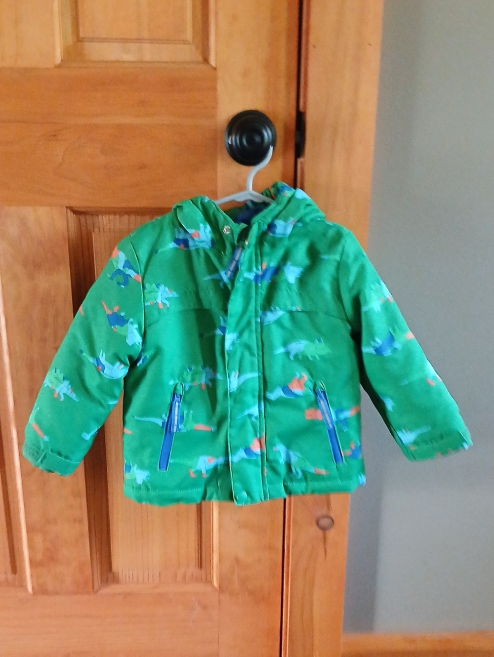 Cat & Jack Green Dino Print Puffer Jacket with Hood